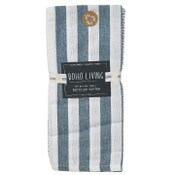 Wholesale - 18x28" Blue and White Set of 2 Striped Textured Weave Kitchen Towels C/P 36, UPC: 195010001366